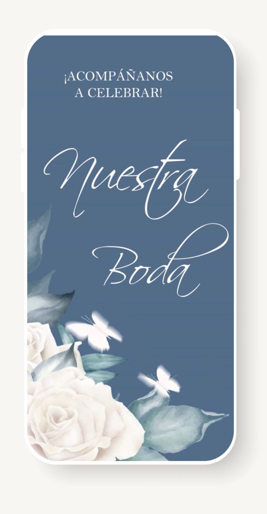 V0024A Azul con Flores Blancas y Mariposas