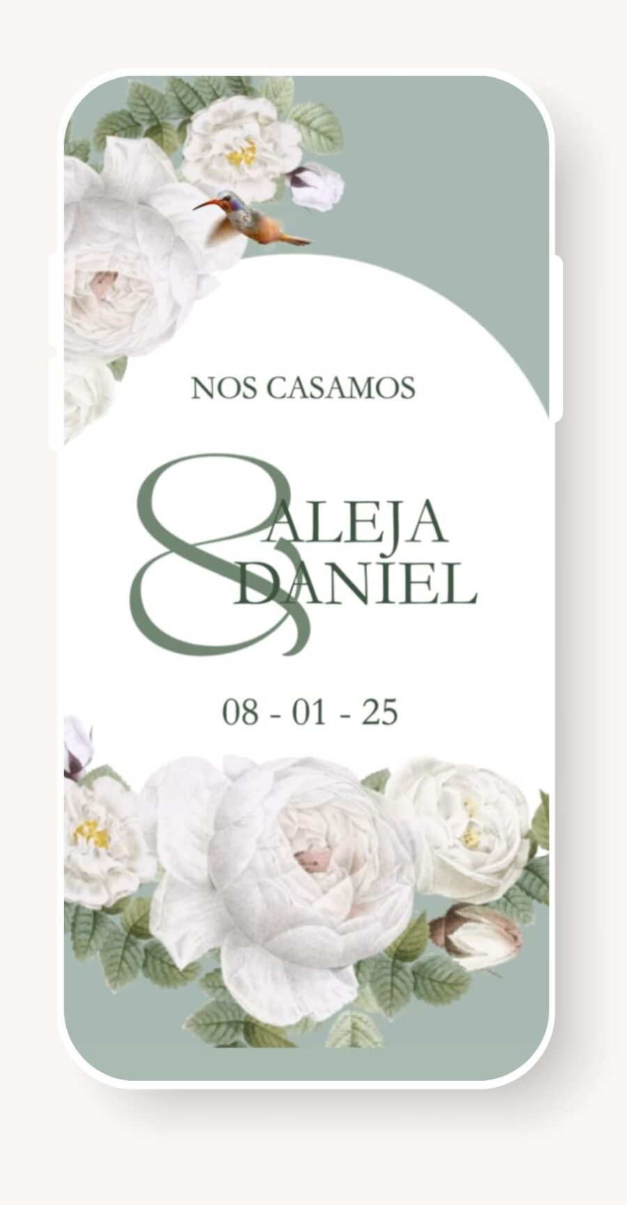 V0029E Verde con Flores Blancas