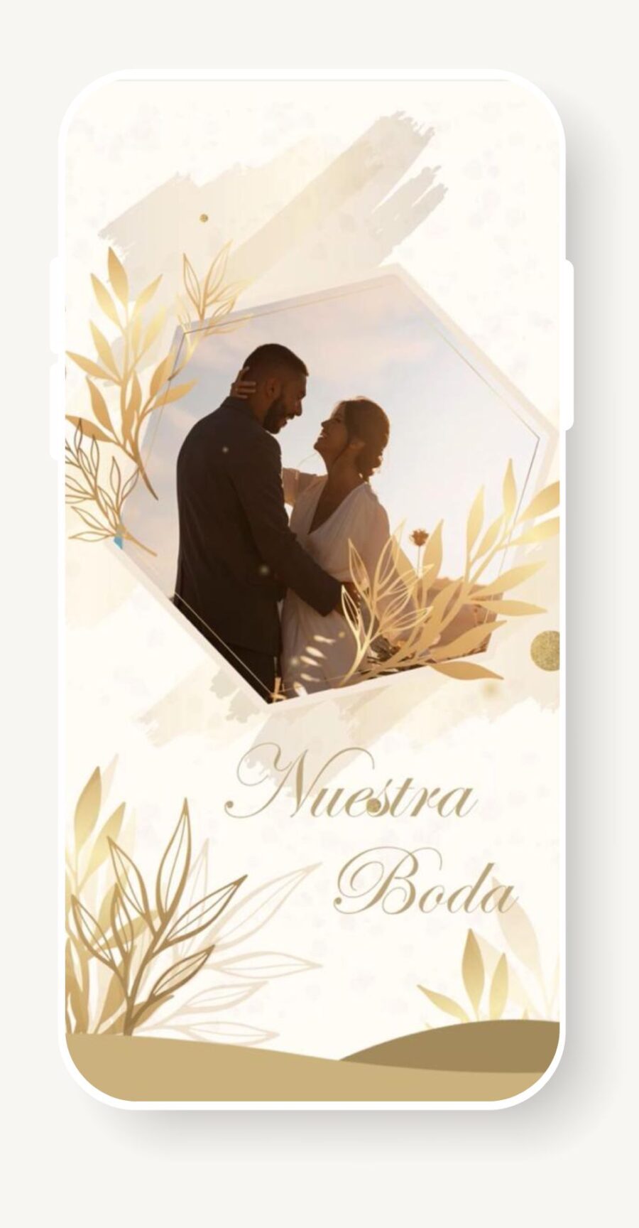 V0008 Beige con Hojas Doradas